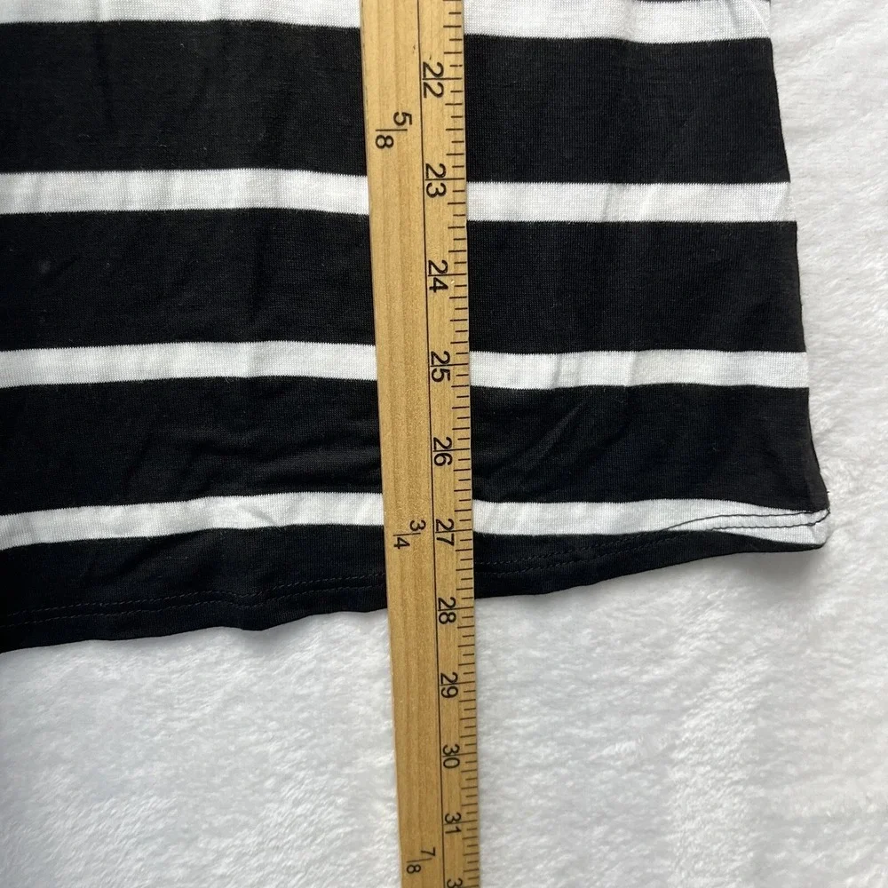 Soft Surroundings Ruffle Sleeve Top Womens XS Jersey Knit Striped Black White
